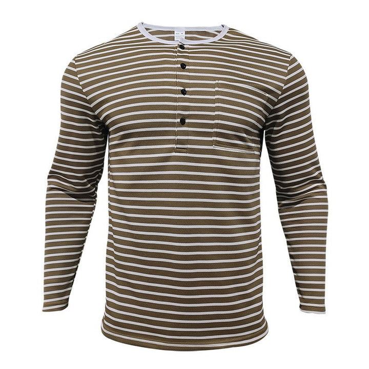 Herren Langarmshirt mit gestreiftem Design und Knopfleiste Echoarchiv