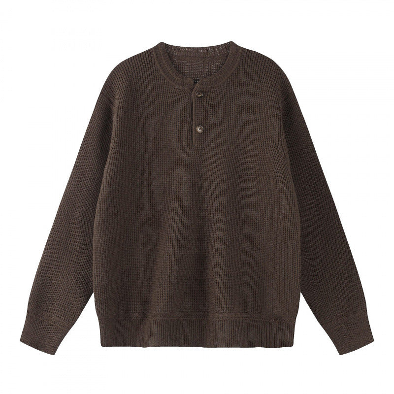 Unisex Boxy-Strickpullover mit Henley-Ausschnitt und strukturierter Waffelstrickoptik Echo Archiv