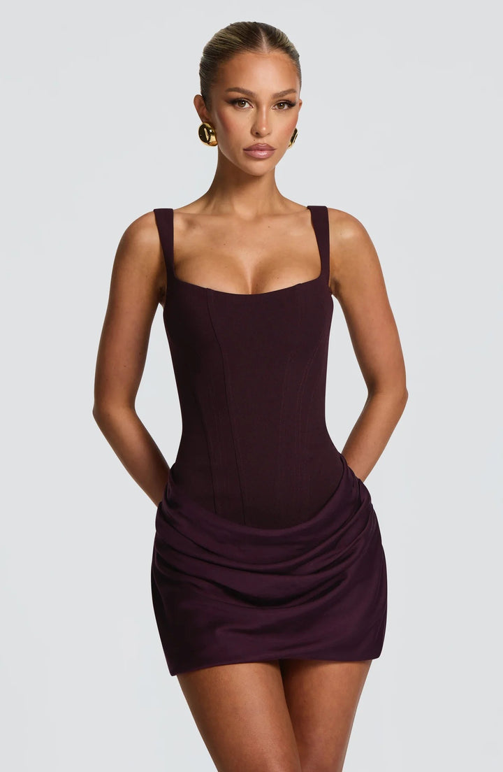 Damen Minikleid mit eleganter Drapierung und strukturierter Silhouette Echo Archiv