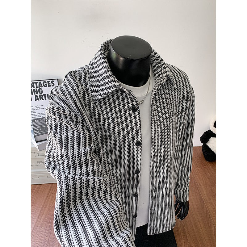 Herren Texturierte Overshirt‑Hemdjacke aus Strick mit Kentkragen Echo Archiv