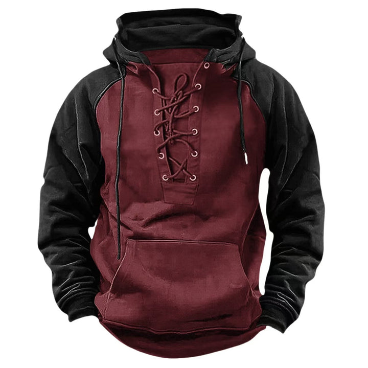 Herren lässiger Kapuzenpullover mit modernem Schnürdesign Echoarchiv