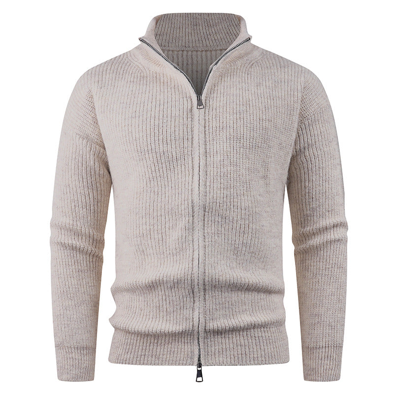 Herren Strickpullover mit modernem Reißverschluss und strukturierter Textur Echoarchiv