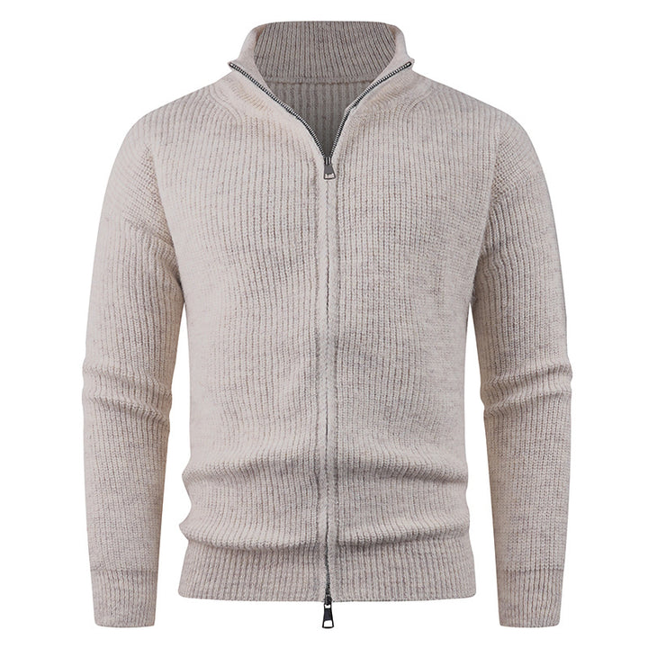 Herren Strickpullover mit modernem Reißverschluss und strukturierter Textur Echoarchiv
