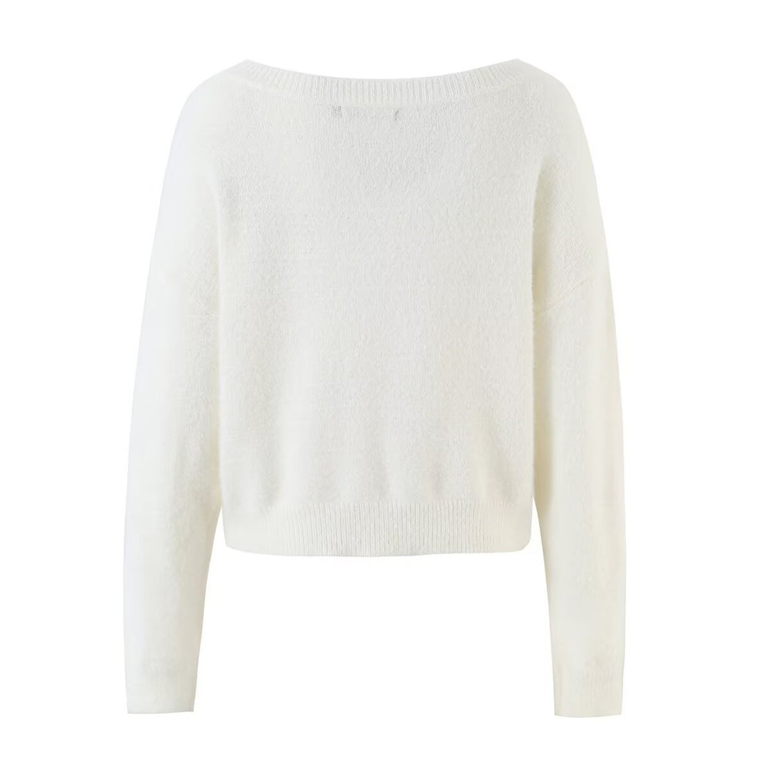 Damen Kuschelweicher Oversize-Pullover mit weitem U‑Boot‑Ausschnitt Echo Archiv