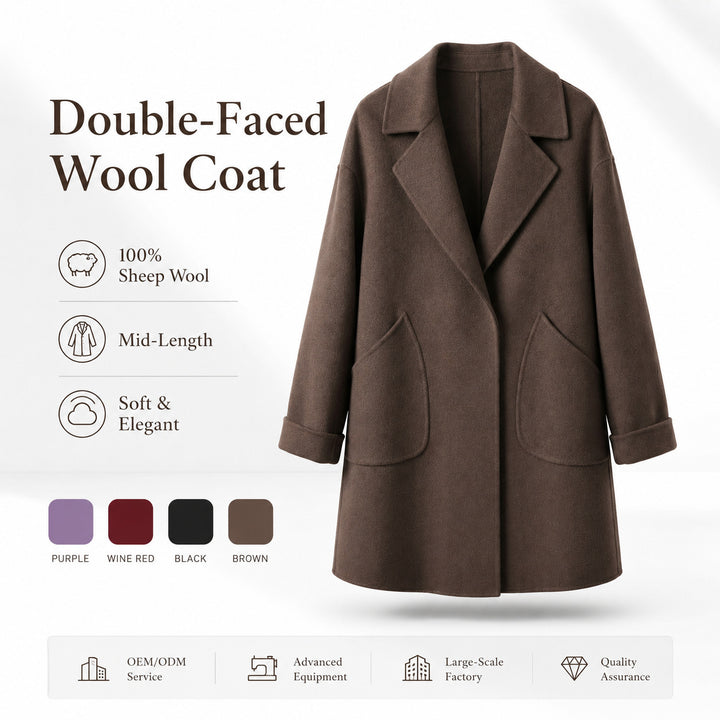 Damen Eleganter Wollmantel mit weit geschnittenem Design Echo Archiv