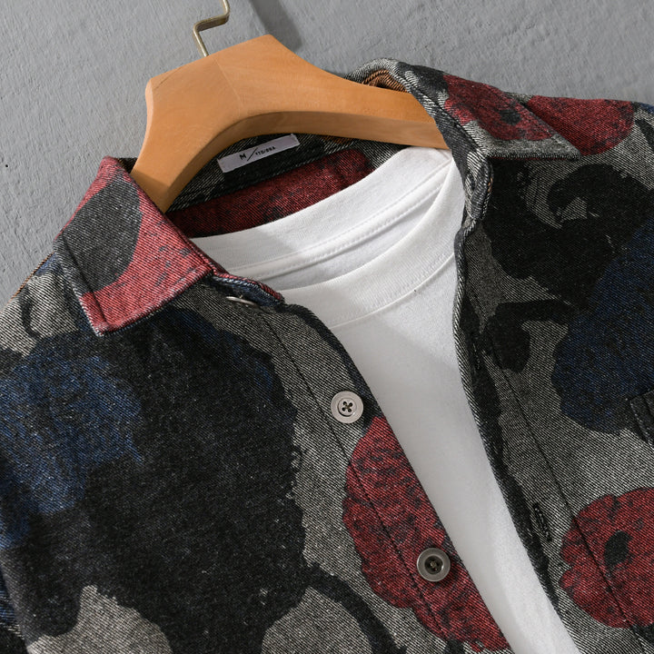 Herren Overshirt aus Flanell mit großfloraler Jacquard-Struktur Echoarchiv