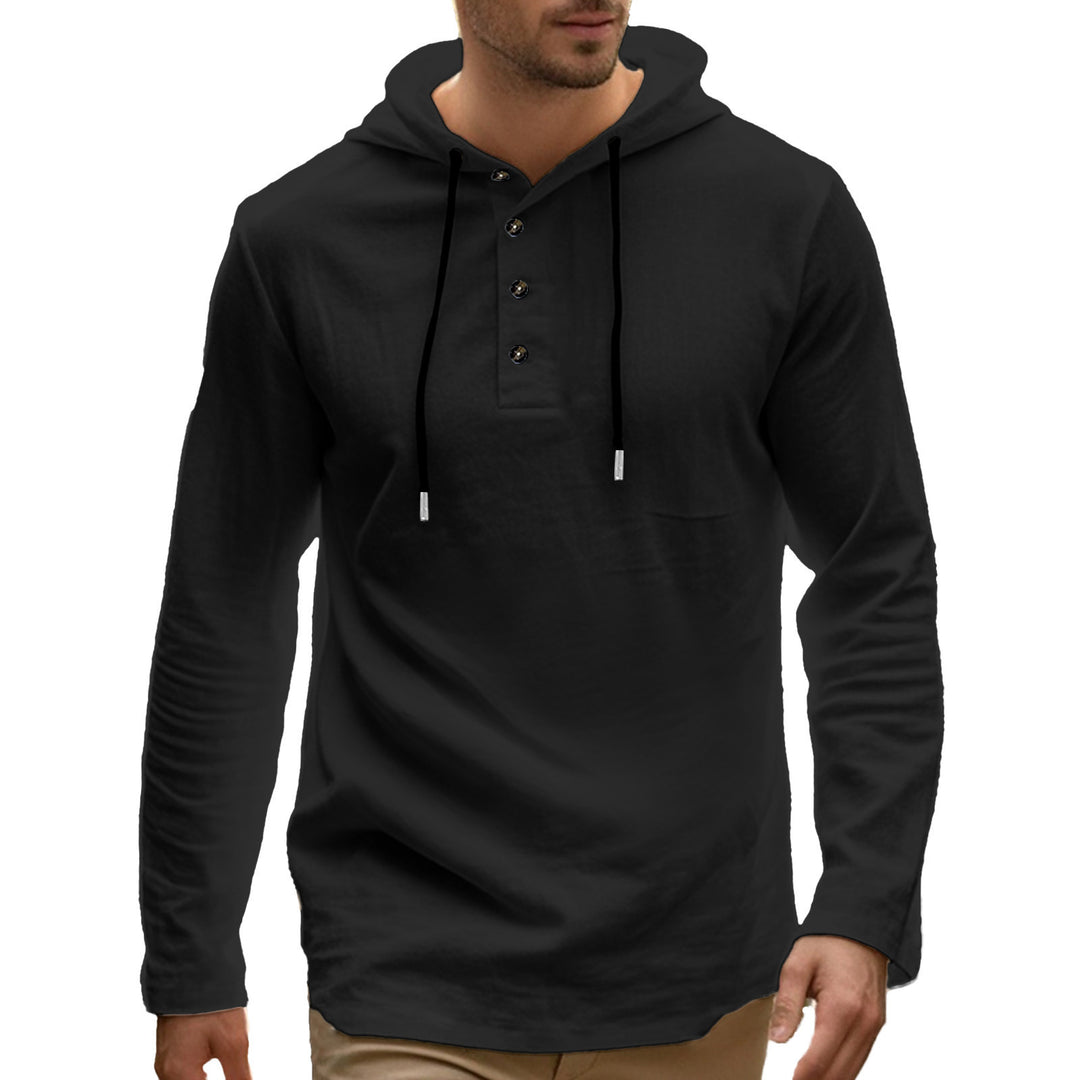 Herren Kapuzenpullover mit Knopfleiste und atmungsaktivem Material Echoarchiv