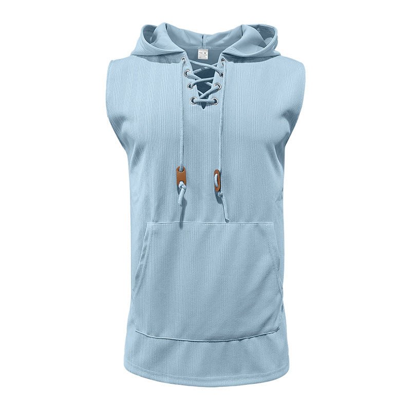 Herren Ärmelloses Sport-Tanktop mit Kapuze und Schnürung Echoarchiv