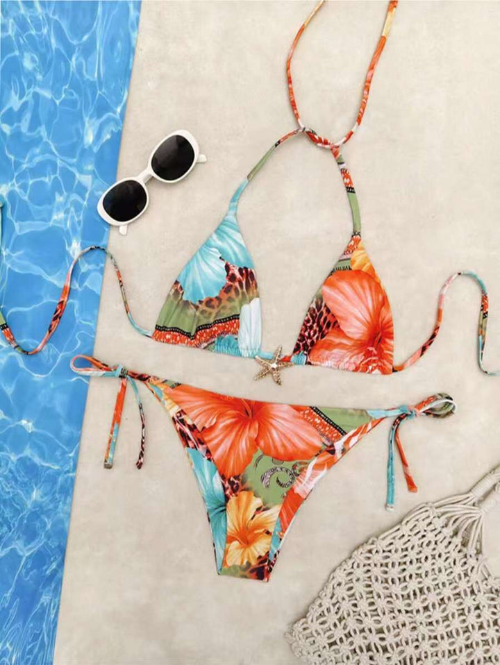 Damen Triangel-Bikini mit floralem Design und verstellbaren Bändern Echo Archiv