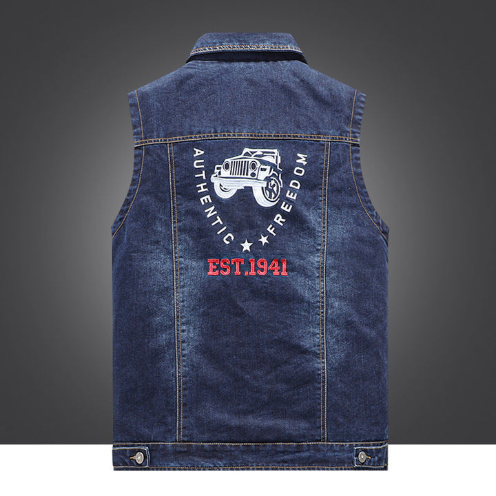 Herren Denim-Weste mit praktischen Taschen und robustem Design Echoarchiv