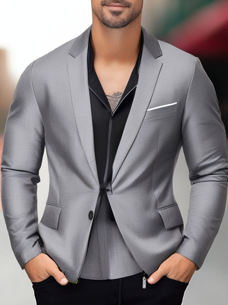 Herren eleganter und stilvoller Blazer mit farblich abgesetztem Revers Echoarchiv