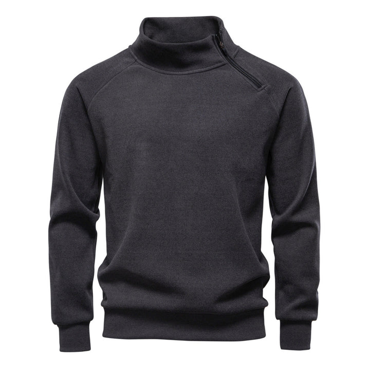 Herren nan Stehkragenpullover mit asymmetrischem Schulterreißverschluss und Raglanärmeln Echo Archiv
