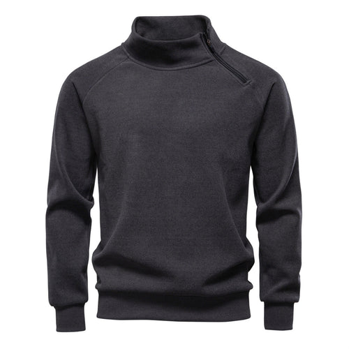 Herren nan Stehkragenpullover mit asymmetrischem Schulterreißverschluss und Raglanärmeln Echo Archiv
