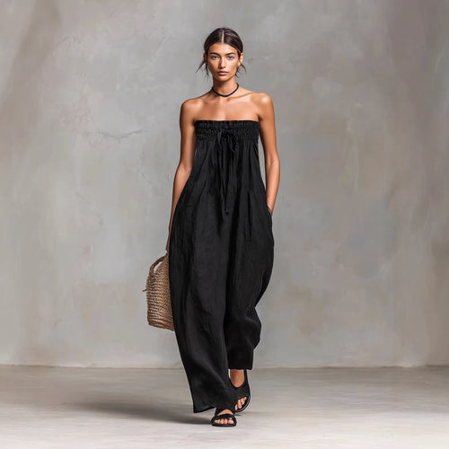 Damen Lässiges Sommer-Jumpsuit mit Raffungen und praktischen Taschen Echo Archiv