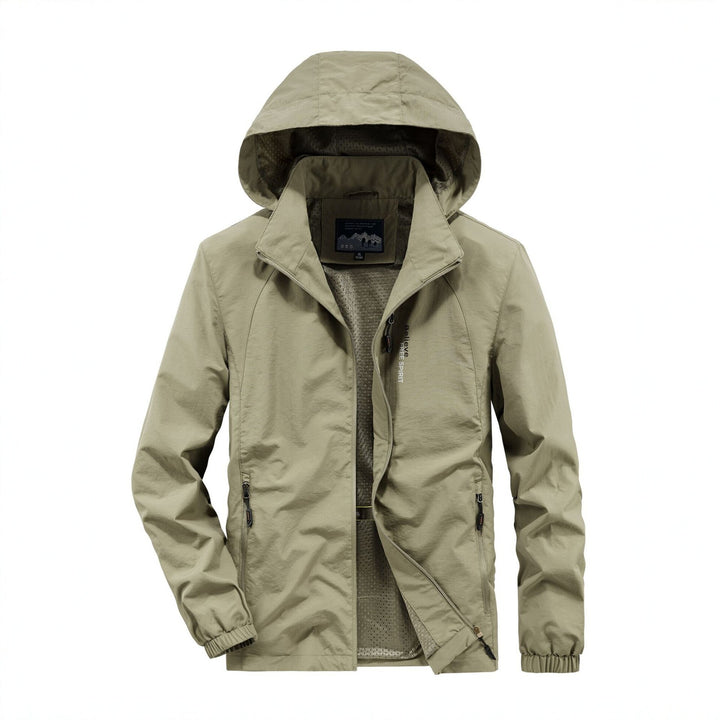 Herren Ultraleichte Atmungsaktive Kapuzenjacke mit perforiertem Mesh‑Futter und Reißverschlusstaschen Echo Archiv
