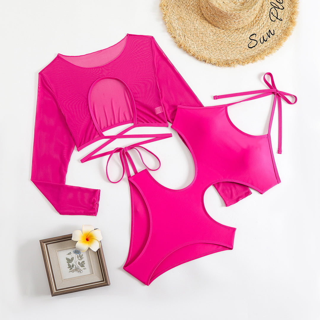 Damen Sportliches Tankini-Set mit transparentem Oberteil und modischem Schnitt Echo Archiv