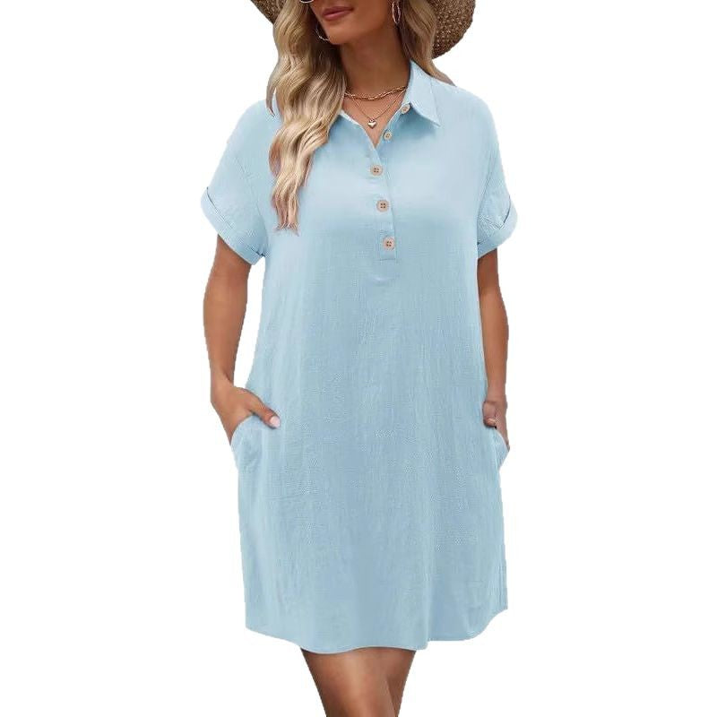 Damen lässiges Hemdkleid mit Knopfleiste und Seitentaschen Echo Archiv