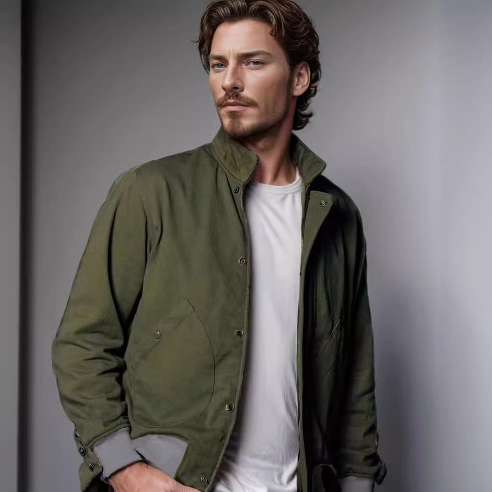 Herren lässige und bequeme Sportjacke mit hohem Kragen und praktischen Taschen Echoarchiv