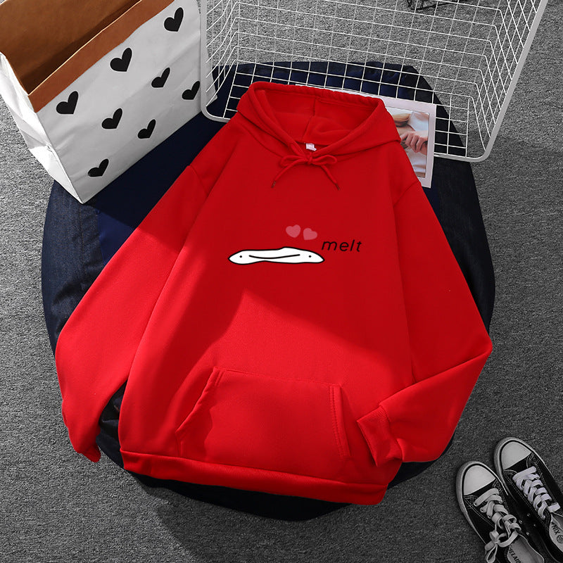 Damen Kapuzenpullover mit minimalistischer Grafik, lockerer Oversize-Passform und Kängurutasche – Auréline