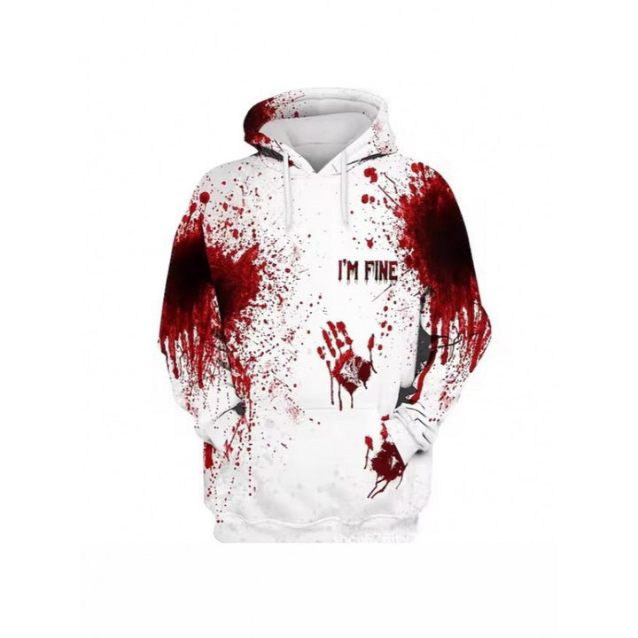 Damen Kreativer Kapuzenpullover mit blutrotem Print Echoarchiv