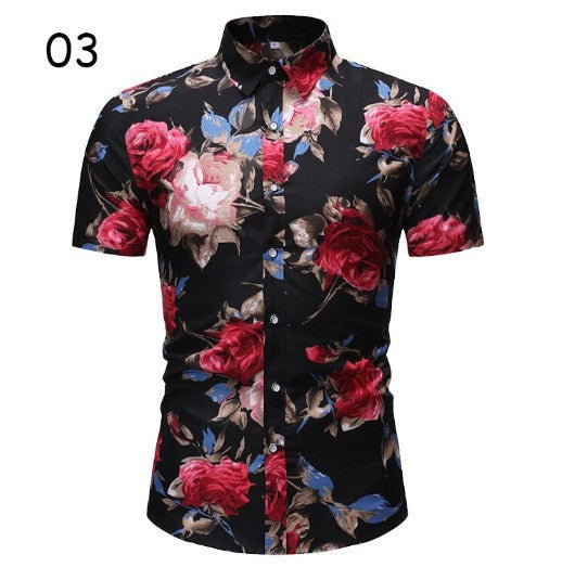 Herren Kurzarmhemd mit floralem Druck und exklusivem Design Echoarchiv