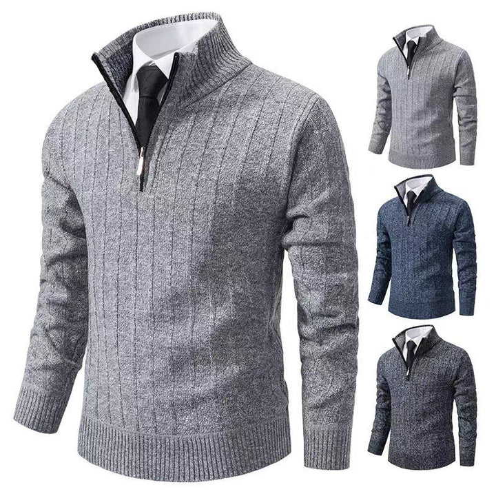 Herren Strickpullover mit hohem Kragen und Reißverschluss Echoarchiv