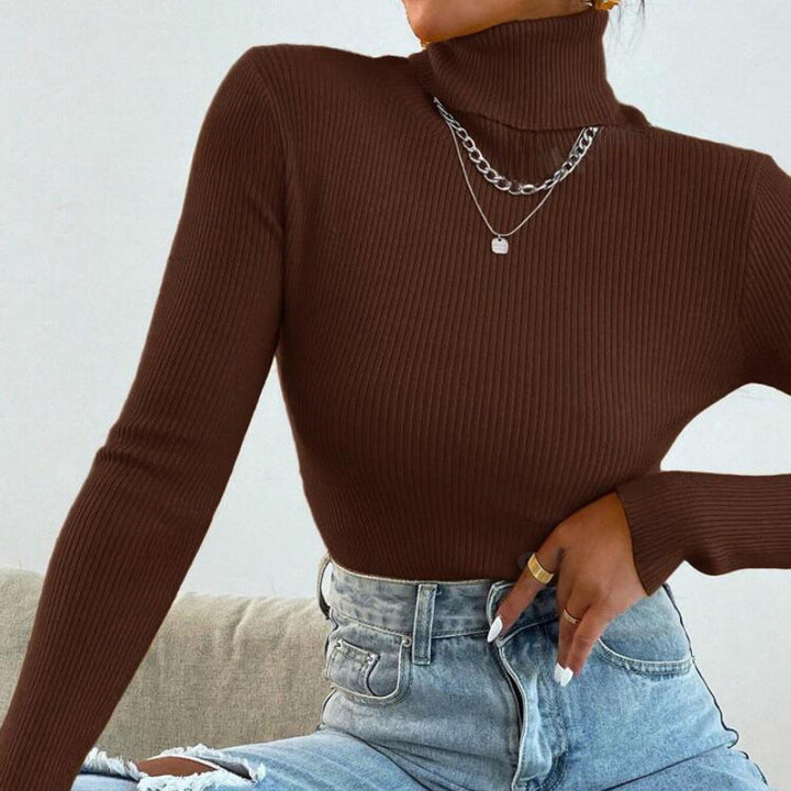 Damen Eleganter Rollkragenpullover mit feiner Rippstruktur Echoarchiv