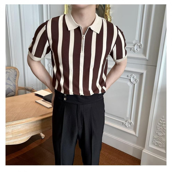 Herrenmode Kurzarm Poloshirt mit Reißverschluss Echo Archive