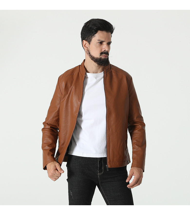 Herren modische Kunstlederjacke mit elastischem Kragen Echoarchiv