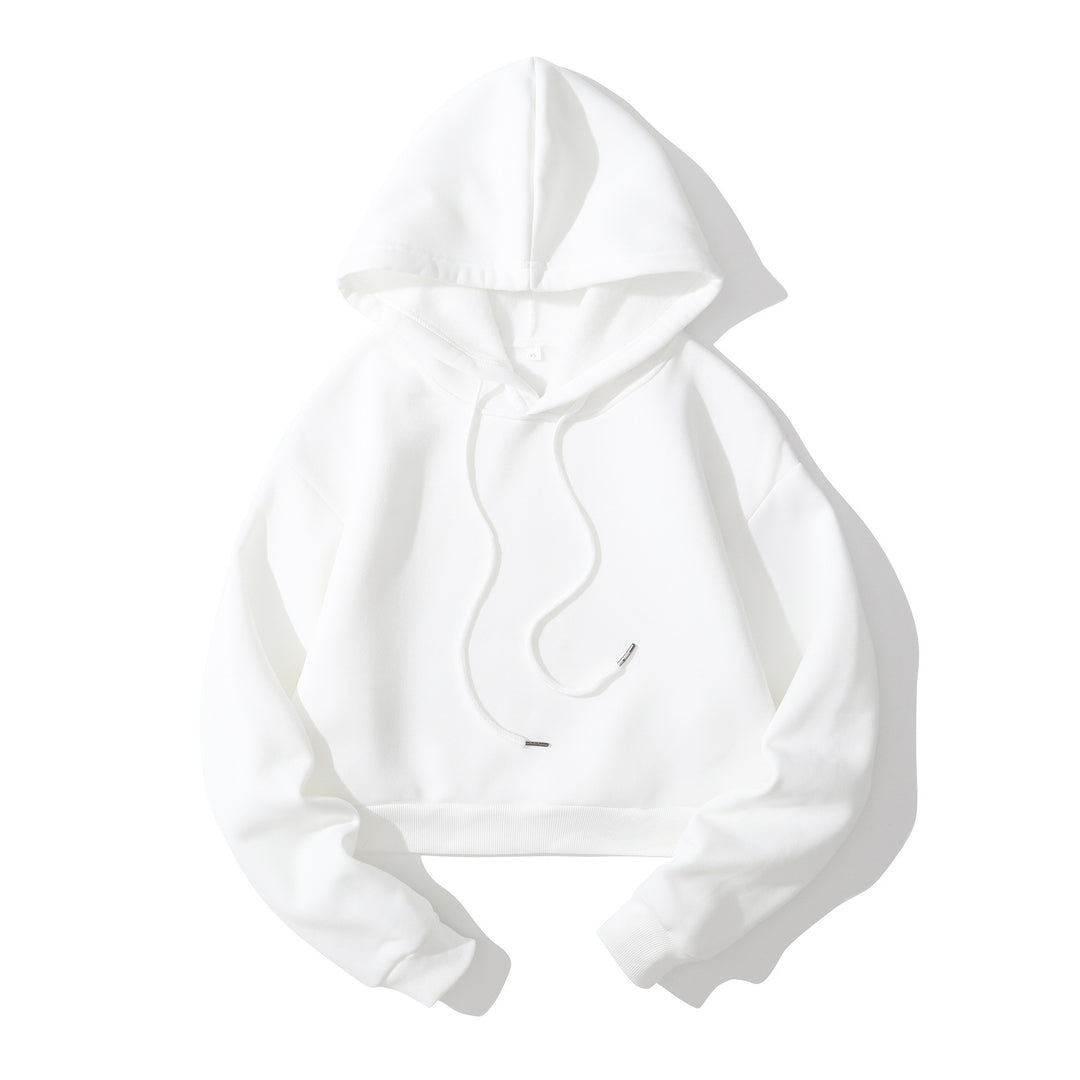 Damen nan cropped Kapuzenpullover mit weichem Fleece‑Innenfutter und elastischem Rippbund Echo Archiv