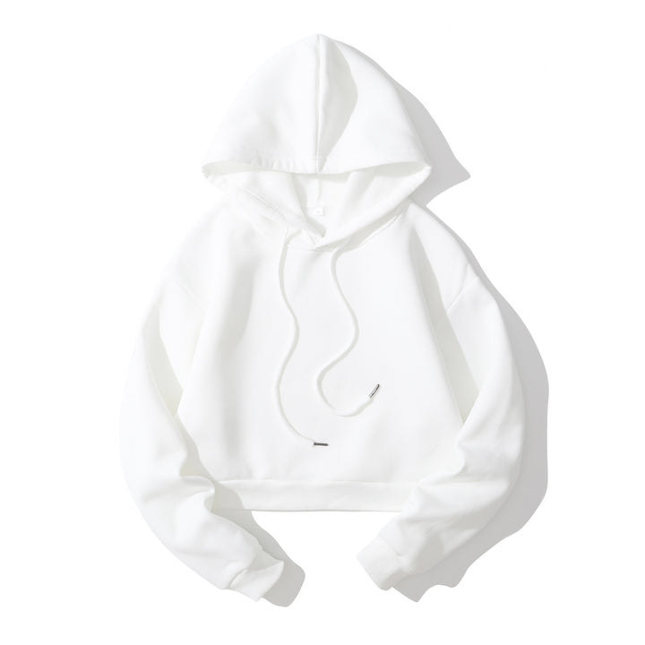 Damen nan cropped Kapuzenpullover mit weichem Fleece‑Innenfutter und elastischem Rippbund Echo Archiv