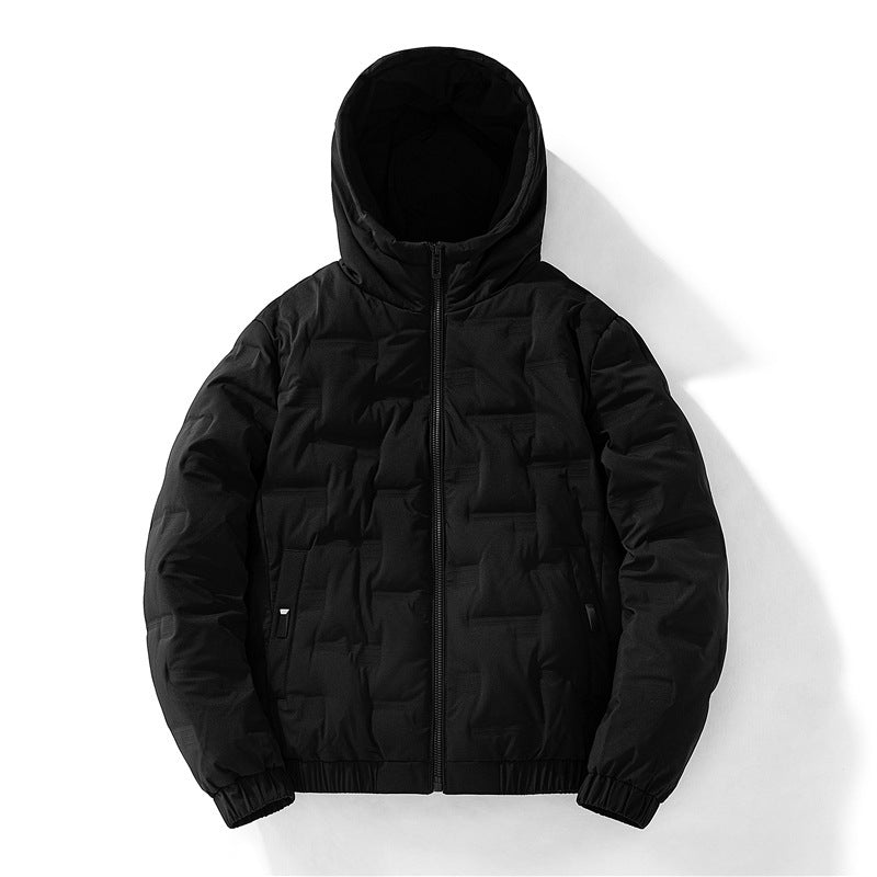 Herren nan isolierende Kapuzen-Steppjacke mit geprägtem Quadratmuster und elastischen Bündchen Echo Archiv