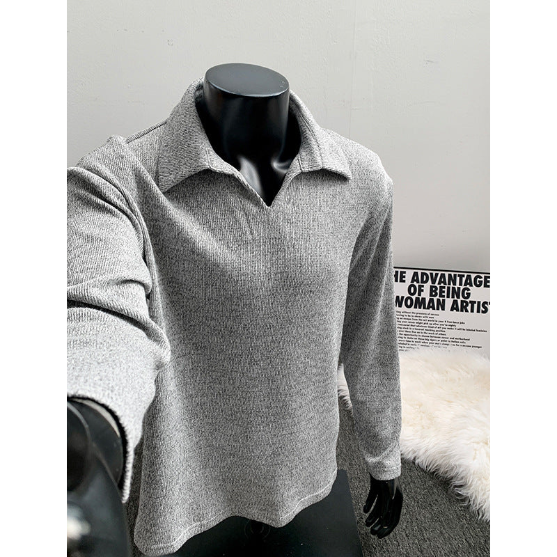 Herren Feinstrick-Polo-Pullover mit offenem Reverskragen und leichter Struktur Echo Archiv