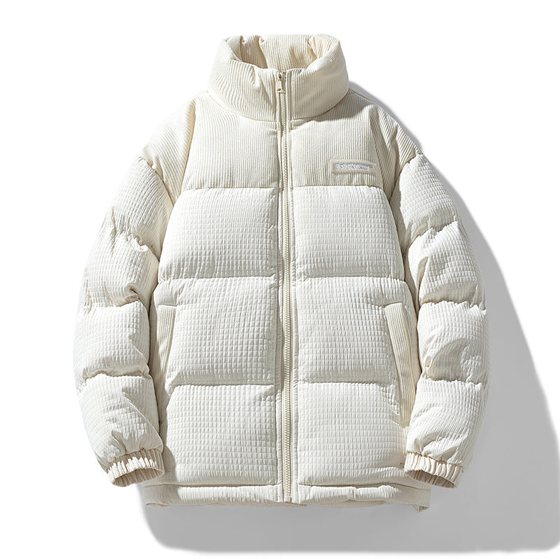 Herren Wattierte Cordoptik Steppjacke mit hohem Stehkragen und Thermofutter Echoarchiv