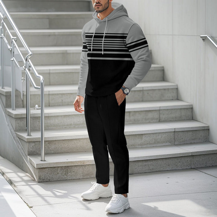 Herren Sportiver Hoodie mit strukturiertem Design und modischen Streifen Echoarchiv