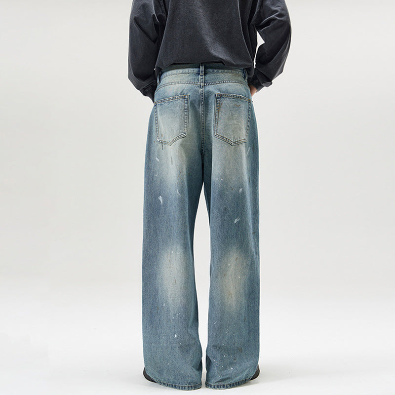 Herren Weite Vintage-Denim-Jeans im Painter-Look mit tiefem Schritt und geradem Saum Echo Archiv
