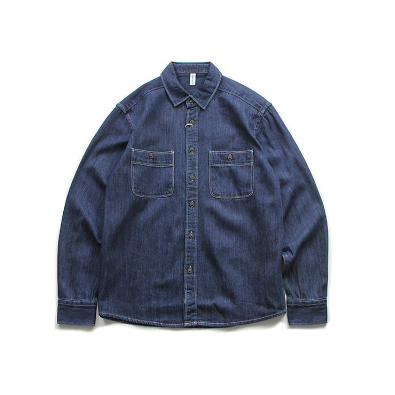 Herren Denim-Worker-Hemdjacke mit Brusttaschen und lockerer Passform Echoarchiv