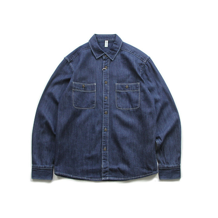 Herren Denim-Worker-Hemdjacke mit Brusttaschen und lockerer Passform Echoarchiv