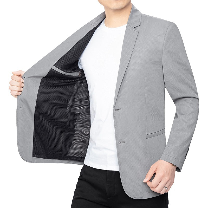 Herren Blazer schlanker Schnitt Business-Casual mit atmungsaktivem Meshfutter und Stretch – Tianoro