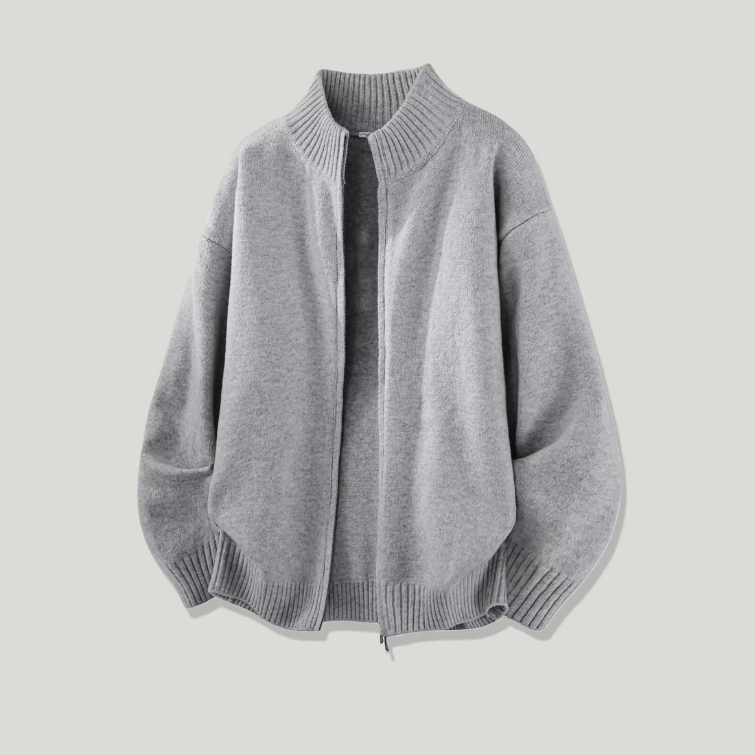 Damen Modische Grobstrickjacke mit hohem Kragen Echoarchiv