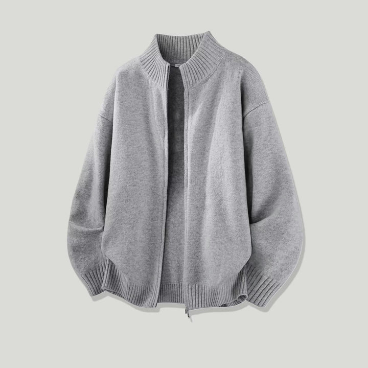Damen Modische Grobstrickjacke mit hohem Kragen Echoarchiv