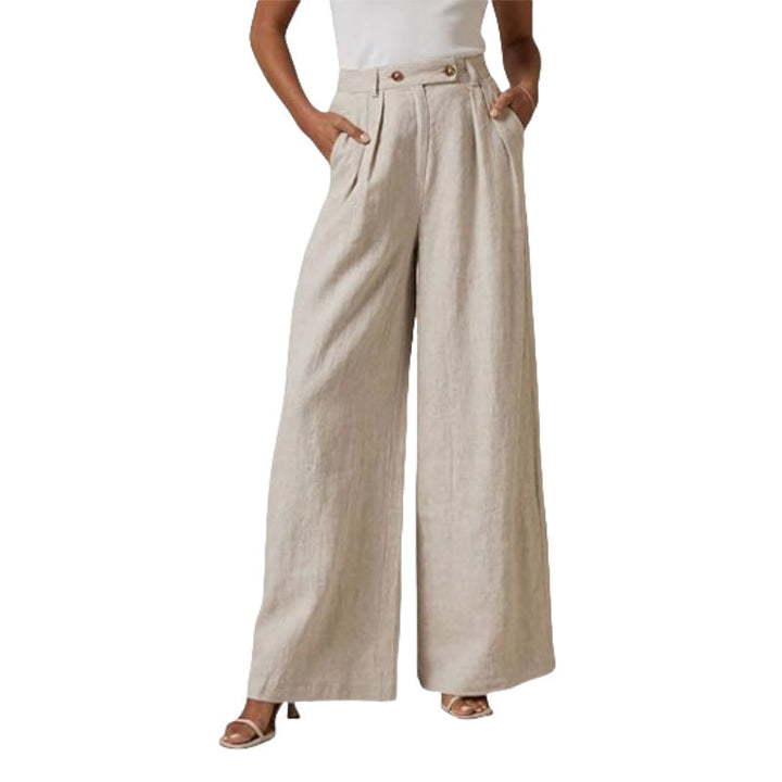 Damen Leinenhose Damen elegant mit hohem Bund