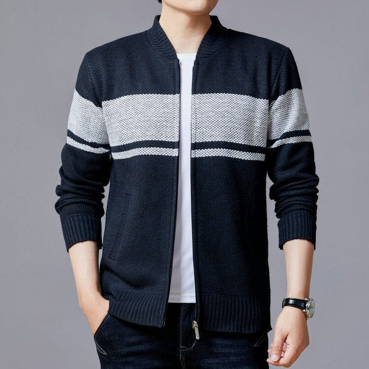 Herren Strickjacke mit modernem Zipper und strukturiertem Design Echoarchiv