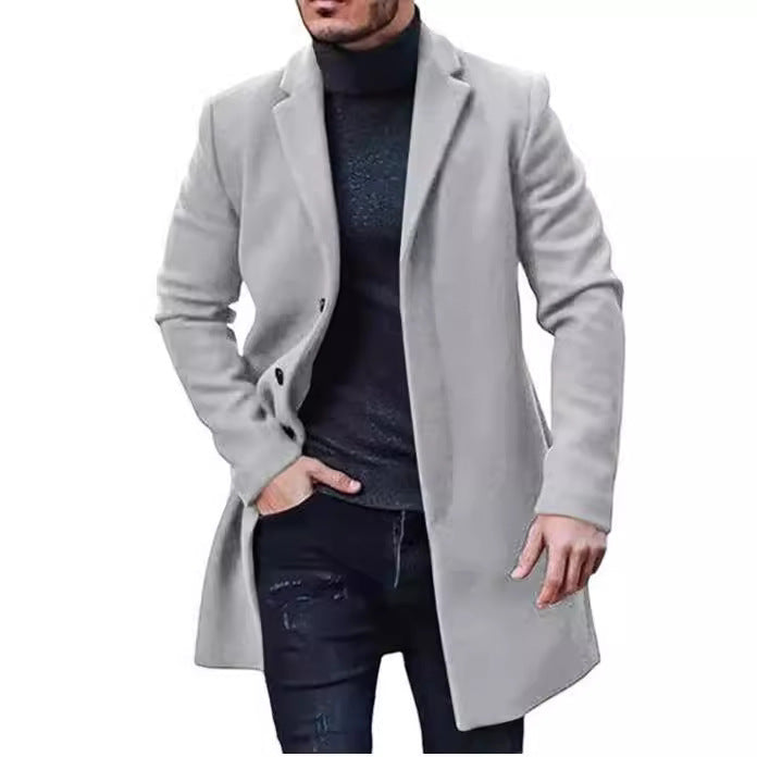 Herren Eleganter Wollmantel mit klassischem Revers und Echoarchivrnem Schnitt Echoarchiv