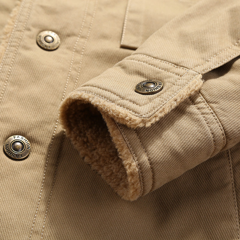 Herren nan robuste Canvas-Arbeitsjacke mit komplettem Sherpa-Innenfutter, verdeckter Druckknopfleiste und funktionalen Brust- und Eingrifftaschen Echo Archiv