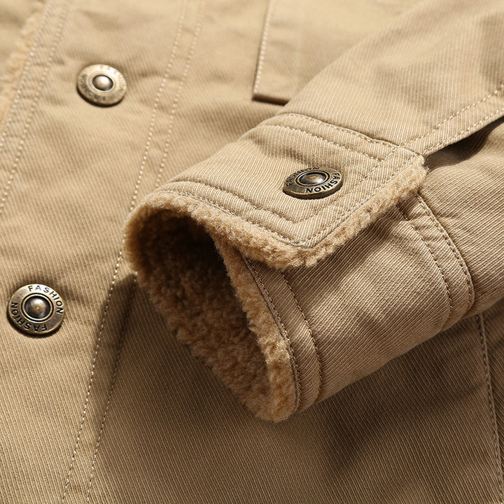 Herren nan robuste Canvas-Arbeitsjacke mit komplettem Sherpa-Innenfutter, verdeckter Druckknopfleiste und funktionalen Brust- und Eingrifftaschen Echo Archiv