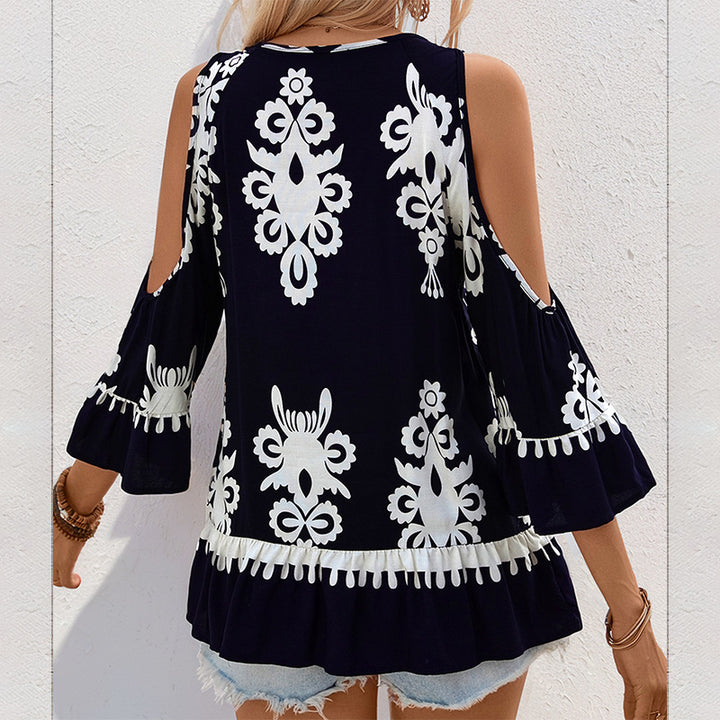 Damen Elegante Bluse mit Rüschen und floralem Muster Echo Archiv