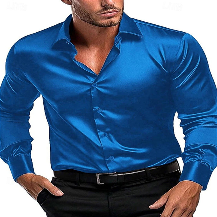 Herren Satin-Hemd mit klassischem Kragen Echoarchiv