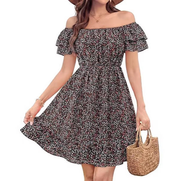 Damen lässiges Sommerkleid mit Rüschendetails Echo Archiv