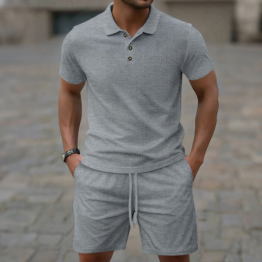 Herren modernes Kurzarm Poloshirt und Shorts-Set Echoarchiv